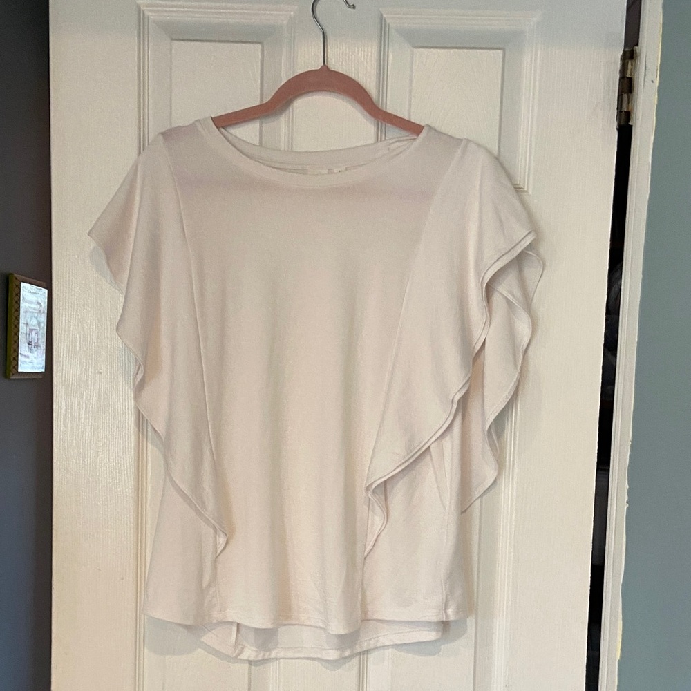 Gap White Ruffle Sleeve Top